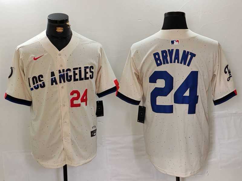Mens Los Angeles Dodgers #24 Kobe Bryant Number Cream 2024 City Connect Limited Stitched Jersey